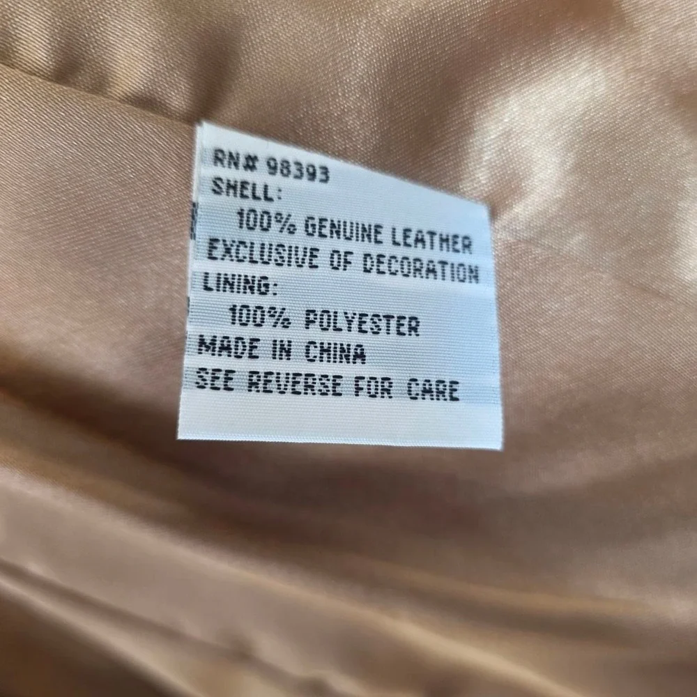 Pamela McCoy Tan Leather Jacket Perforated Studded Whipstitch Tan Medium PM-2016